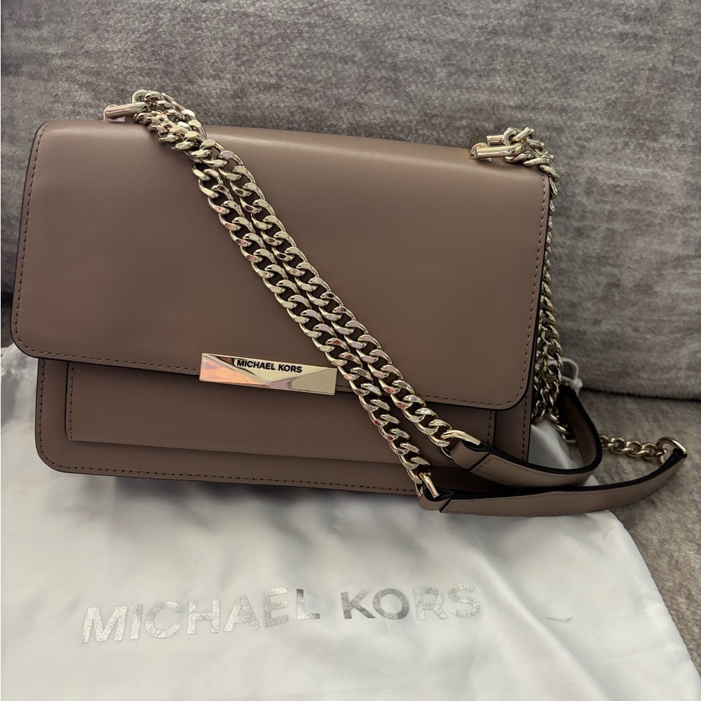 Michael Kors Jade Gusset Leather Shoulder Bag